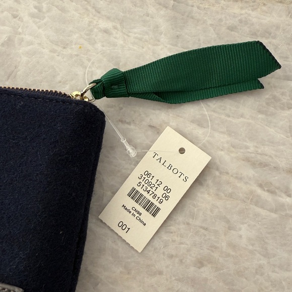 Talbots Dachsund Dog Coin Purse Navy Blue & Faux Leather Zipper Pouch Wallet - Picture 4 of 6